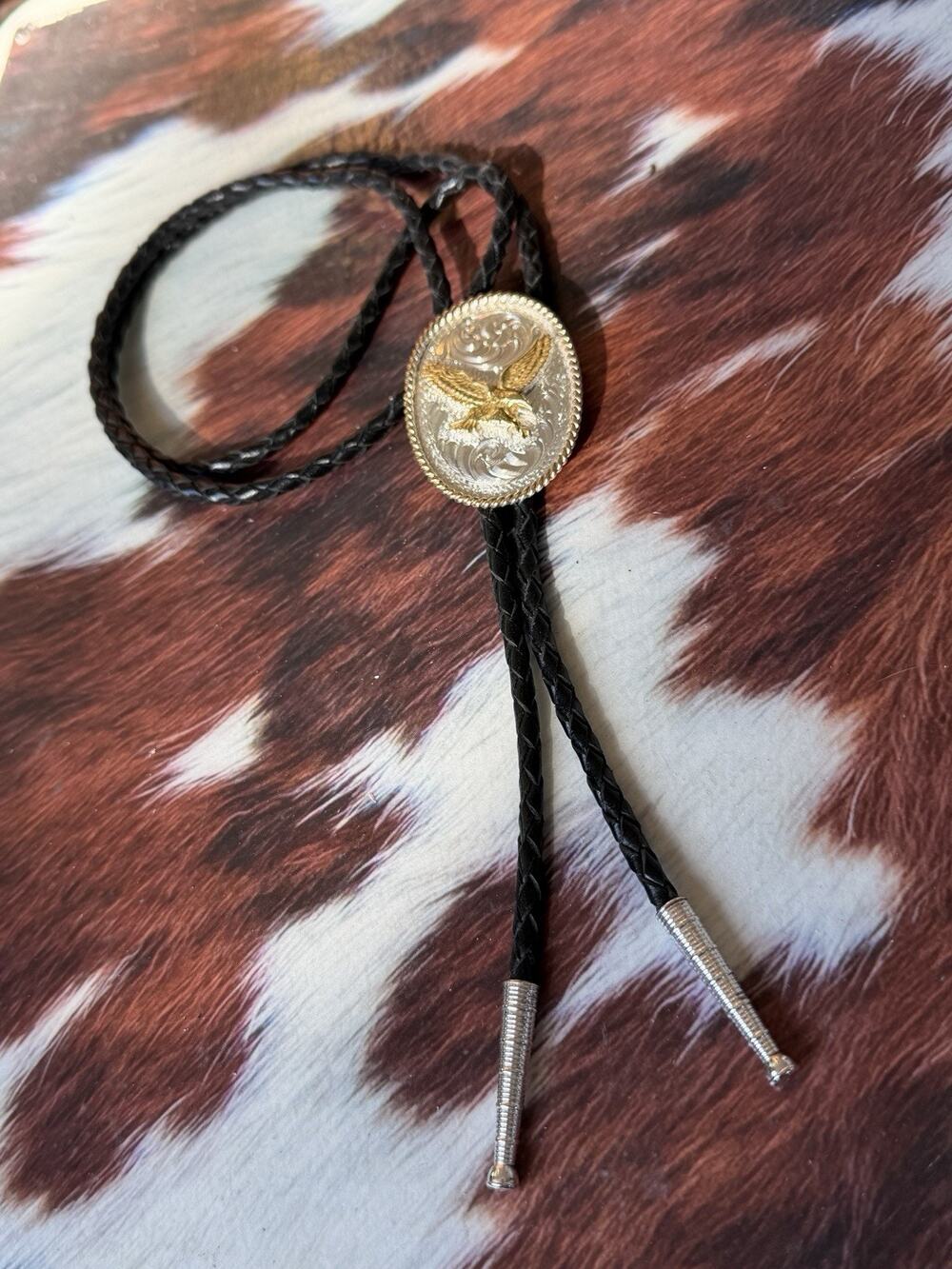 Vintage Montana Silversmiths Flying Eagle Silver Bolo Tie Western Classic Cowboy